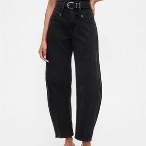 GAP Factory Black High-Rise Barrel Ankle Jeans